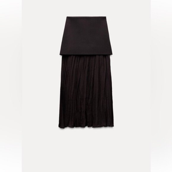 ZARA MIXED PLEATED KNIT SKIRT - Picture 7 of 10
